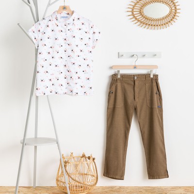 Mangrove, short-sleeves printed blouse pline