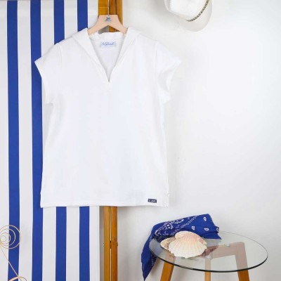 Tropique, T-shirt jersey à col en V made in France Le Glazik