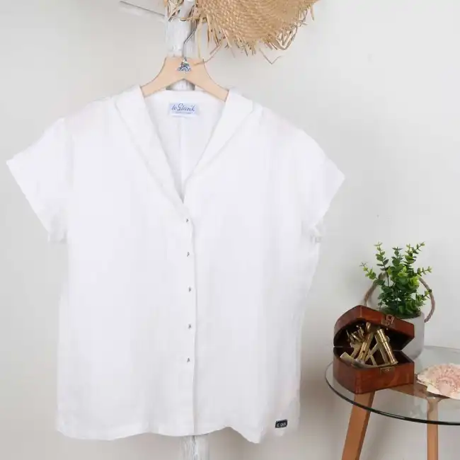 Vega, short sleeves linen blouse