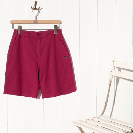 Blain framboise, bermuda en coton&lin