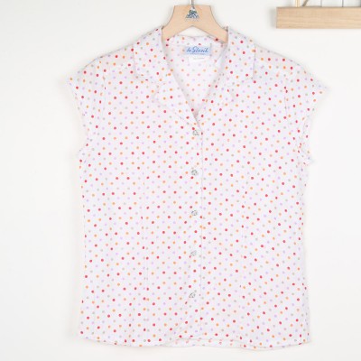 Martine, chemisier coloré à pois en 100% coton
