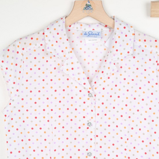 Martine, chemisier coloré à pois en 100% coton