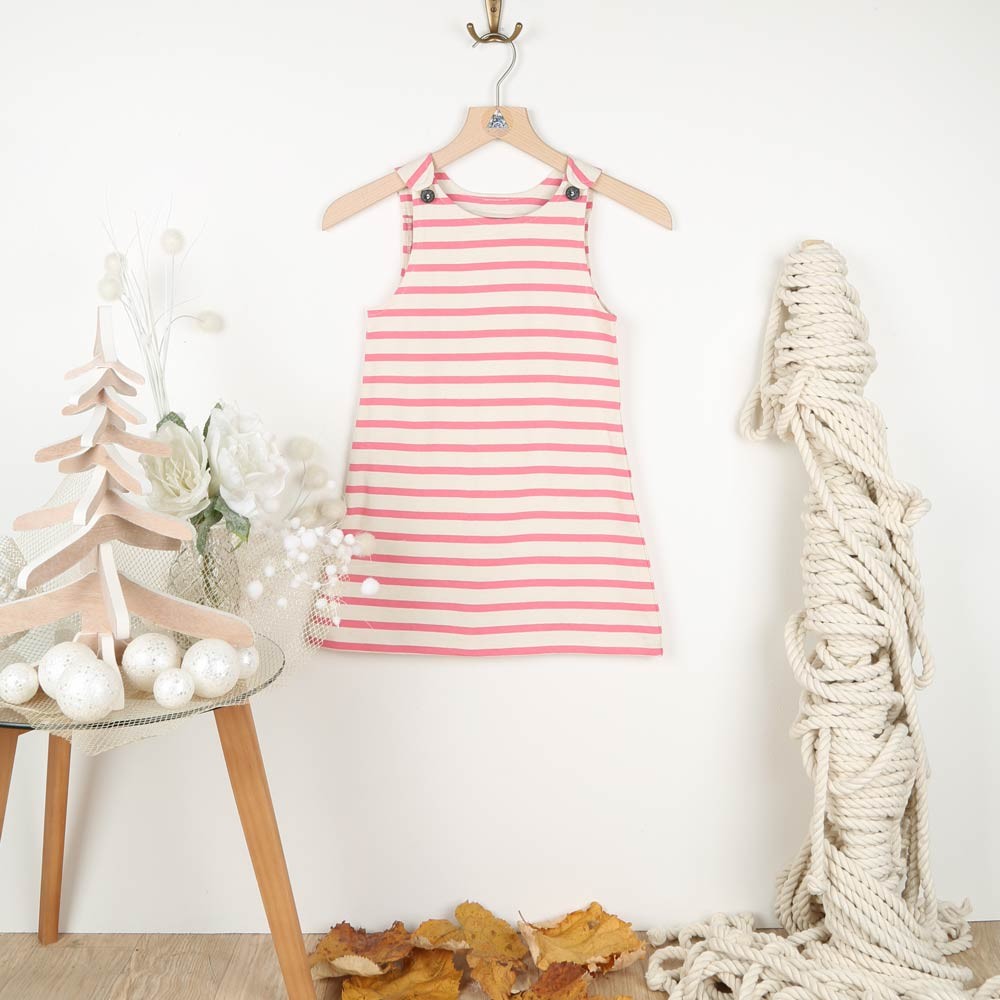 Sizun, Striped jersey dress pink Le Glazik Sizun, Striped jersey dress pink Le Glazik