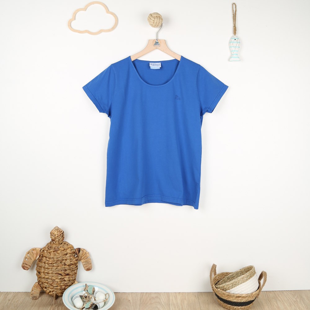 Zéa, T-shirt 100% cotton with Le Glazik logo blue woman