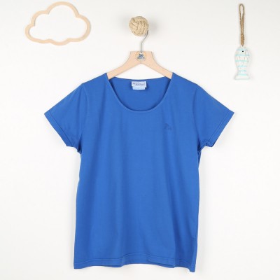 Zéa, T-shirt 100% coton avec logo Le Glazik Bleu femme