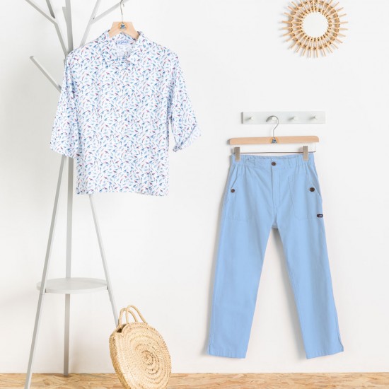 Pinta, Stretch Canvas Capri Pants with Tabs on Pockets lavandin le glazik