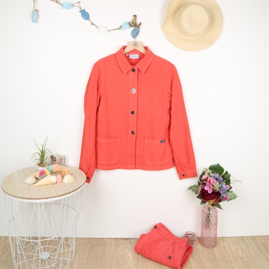 Faenza women jacket linen and cotton Strawberry color