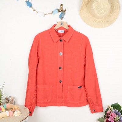 Faenza women jacket linen and cotton Strawberry color