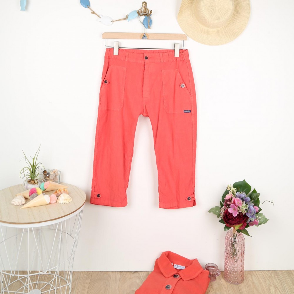 Pontoise, Linen/Coton pirate pants Strawberry