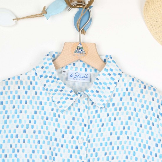 Marotte, short-sleeved blouse in 100% linen.