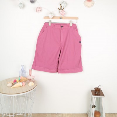 Barbara, Bermuda shorts with lapels in strecth canvas guimauve