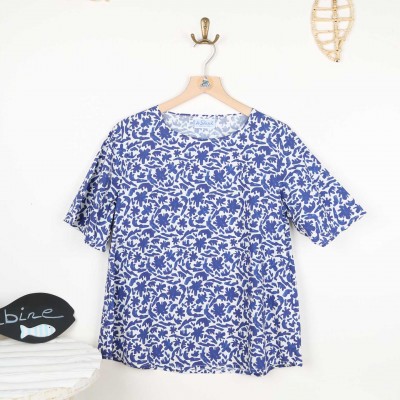 Maelou, short-sleeved blouse in 100% cotton