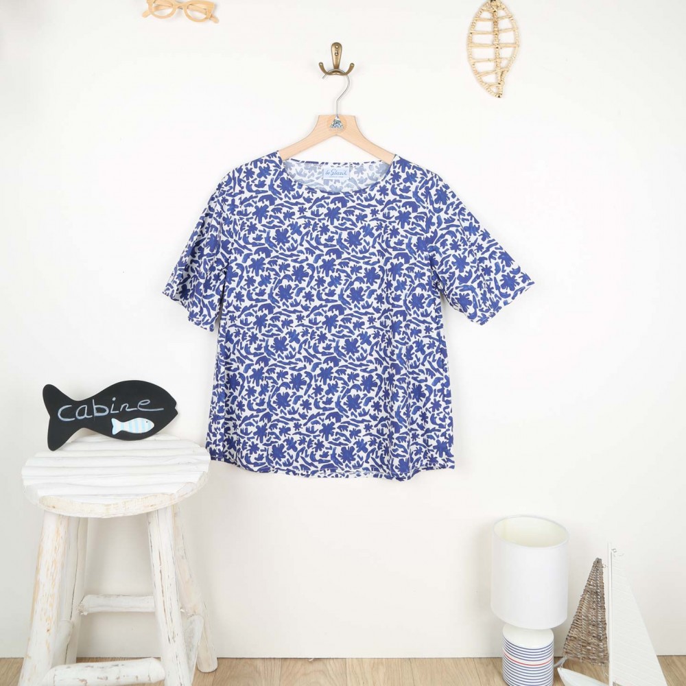 Maelou, short-sleeved blouse in 100% cotton