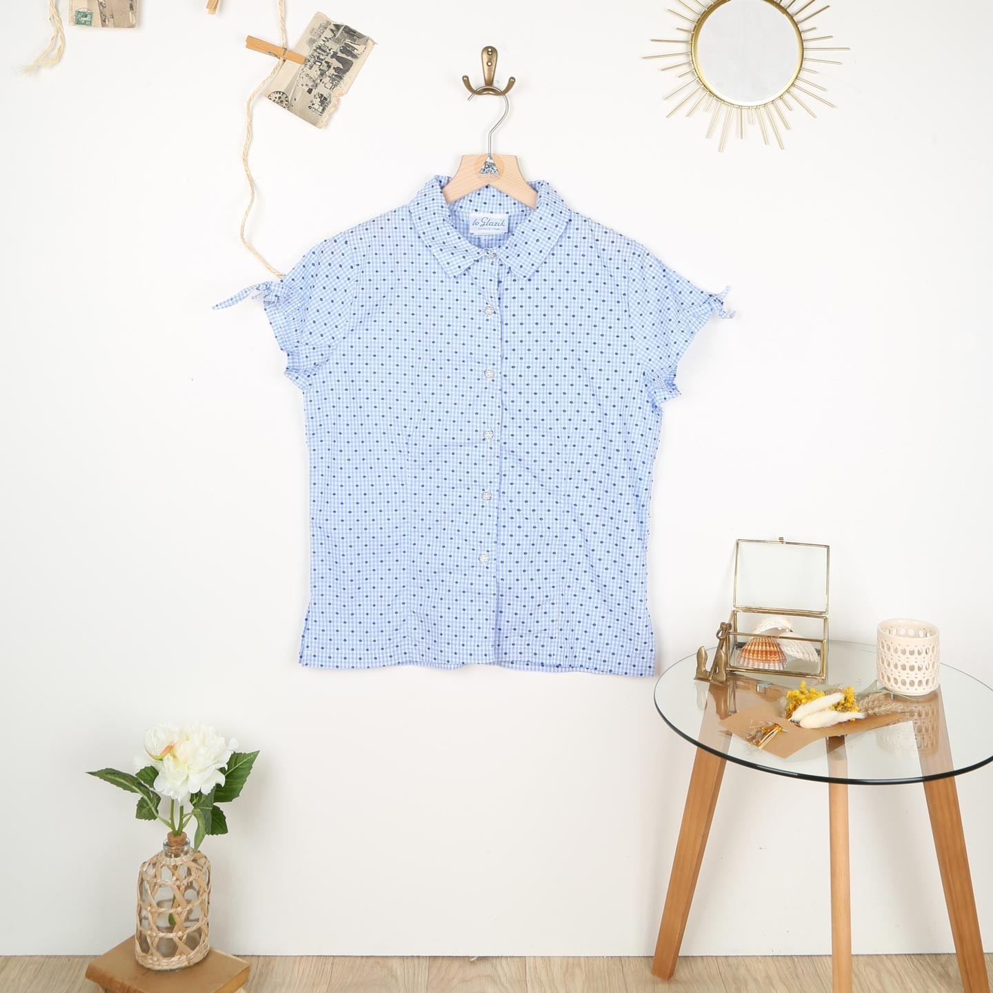 Malidor, short-sleeved fantasy blouse in 100% cotton