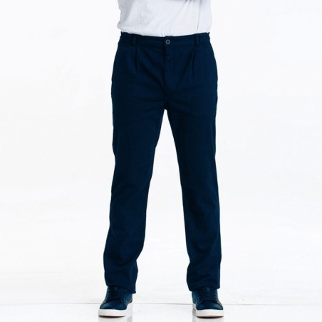 Pissaro, Bleu de prusse Stretch canvas pants and tapered legs