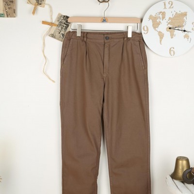 Pissaro, Pantalon en gabardine stretch et jambes effilées Chataigne