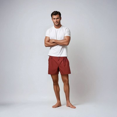 Carnac, Organic cotton canvas shorts Brique