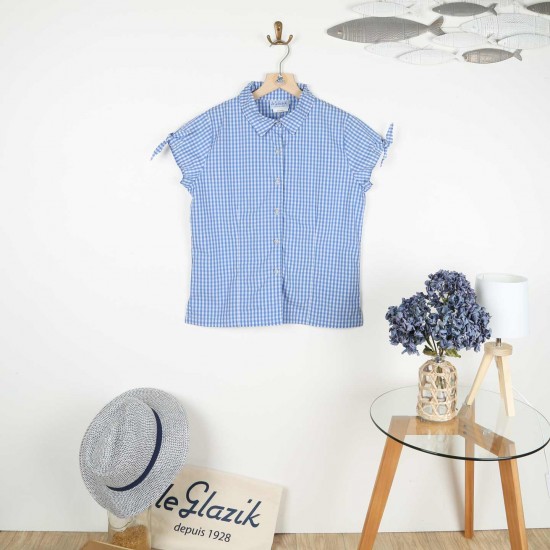 Mascaret, Vichy women's short-sleeves blouse Blue