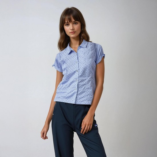 Malidor, chemisier fantaisie manches courtes en 100% coton
