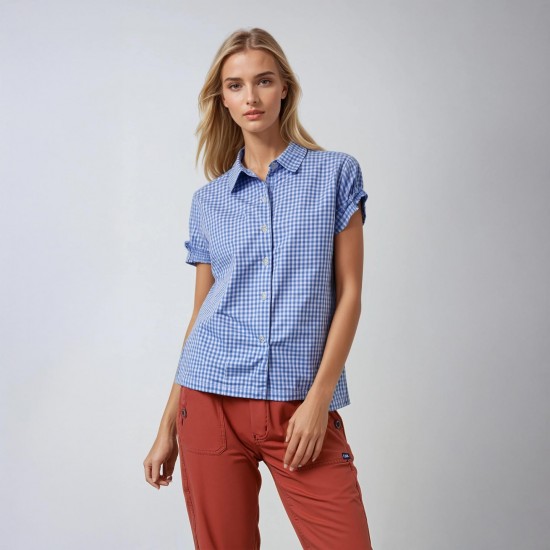 Mascaret, Vichy women's short-sleeves blouse Blue