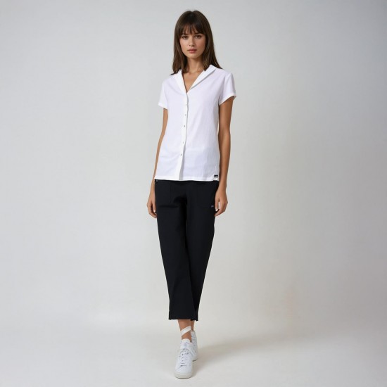 Vega, short sleeves linen blouse white