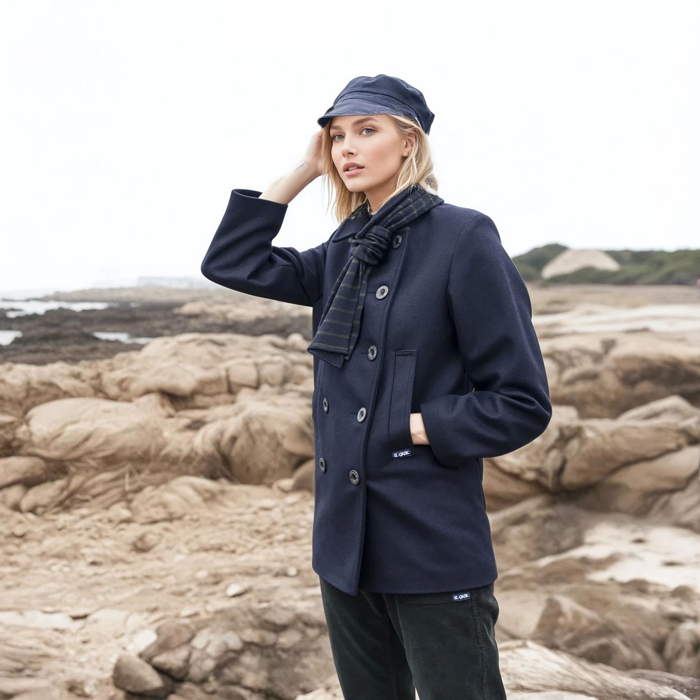 Bisquine, Curved Pea Coat made in France