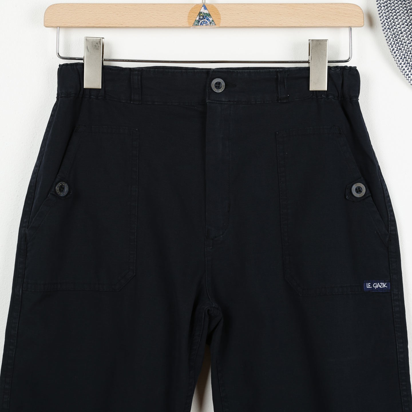 Pinta, Pantacourt en toile stretch avec pattes sur poches navy