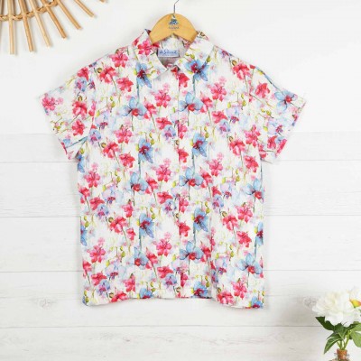 Maryève, short-sleeved shirt in 100% linen