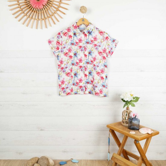 Maryève, short-sleeved shirt in 100% linen