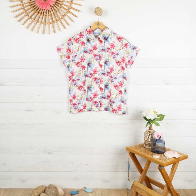 Maryève, short-sleeved shirt in 100% linen