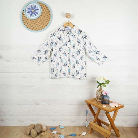 Marilou, 3/4 sleeve shirt in 100% linen