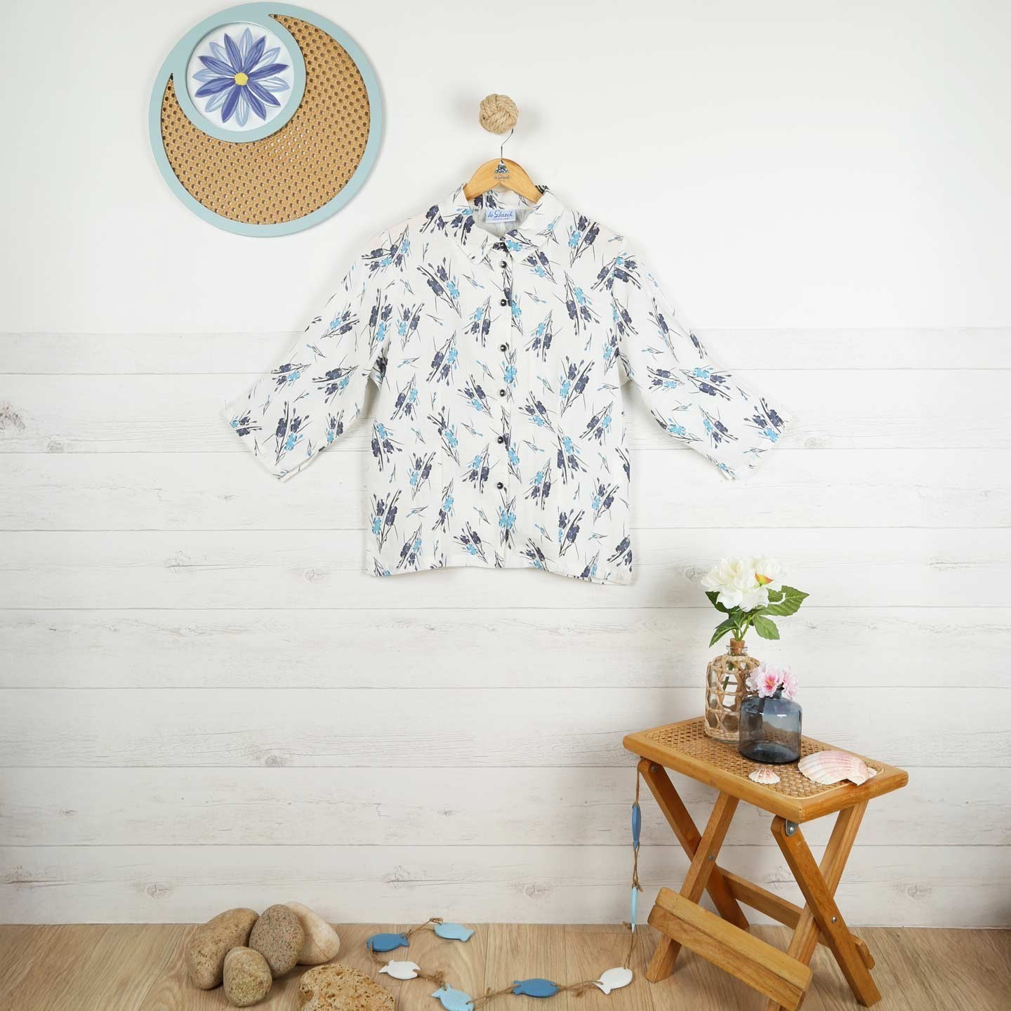 Marilou, 3/4 sleeve shirt in 100% linen