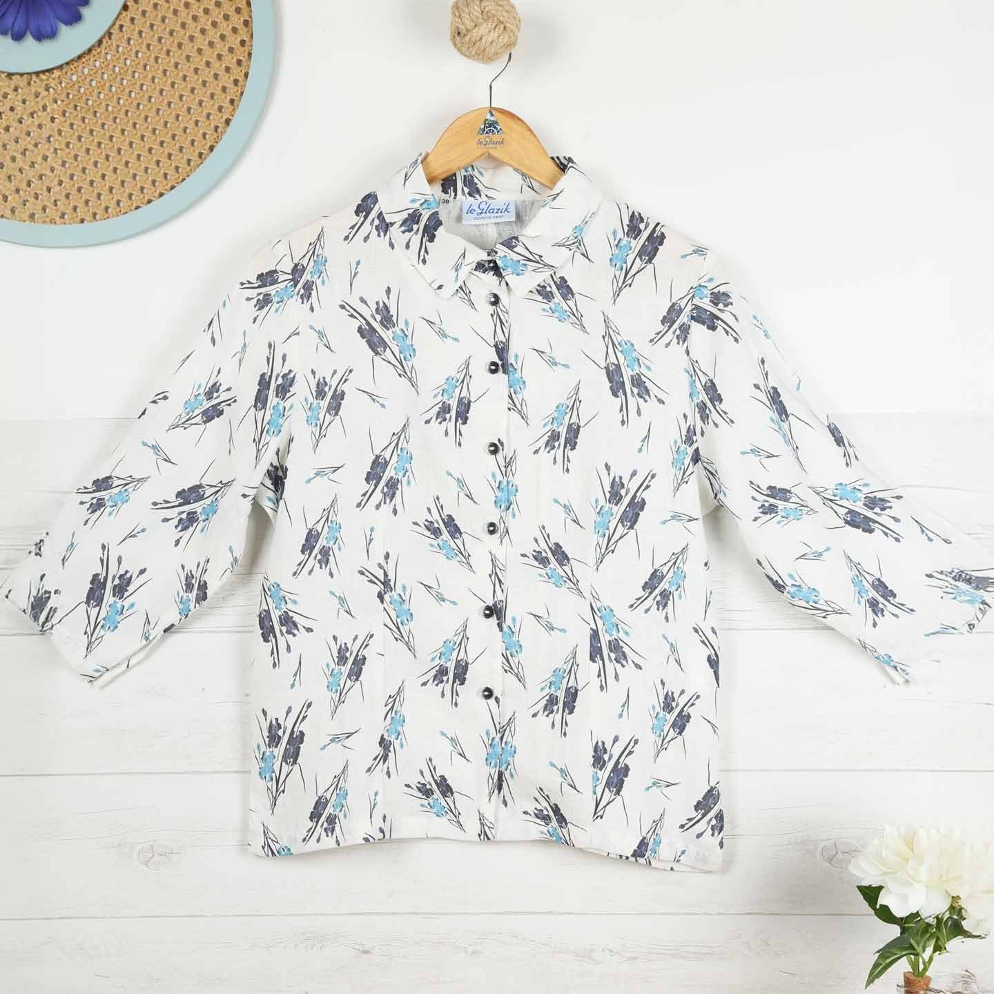 Marilou, 3/4 sleeve shirt in 100% linen