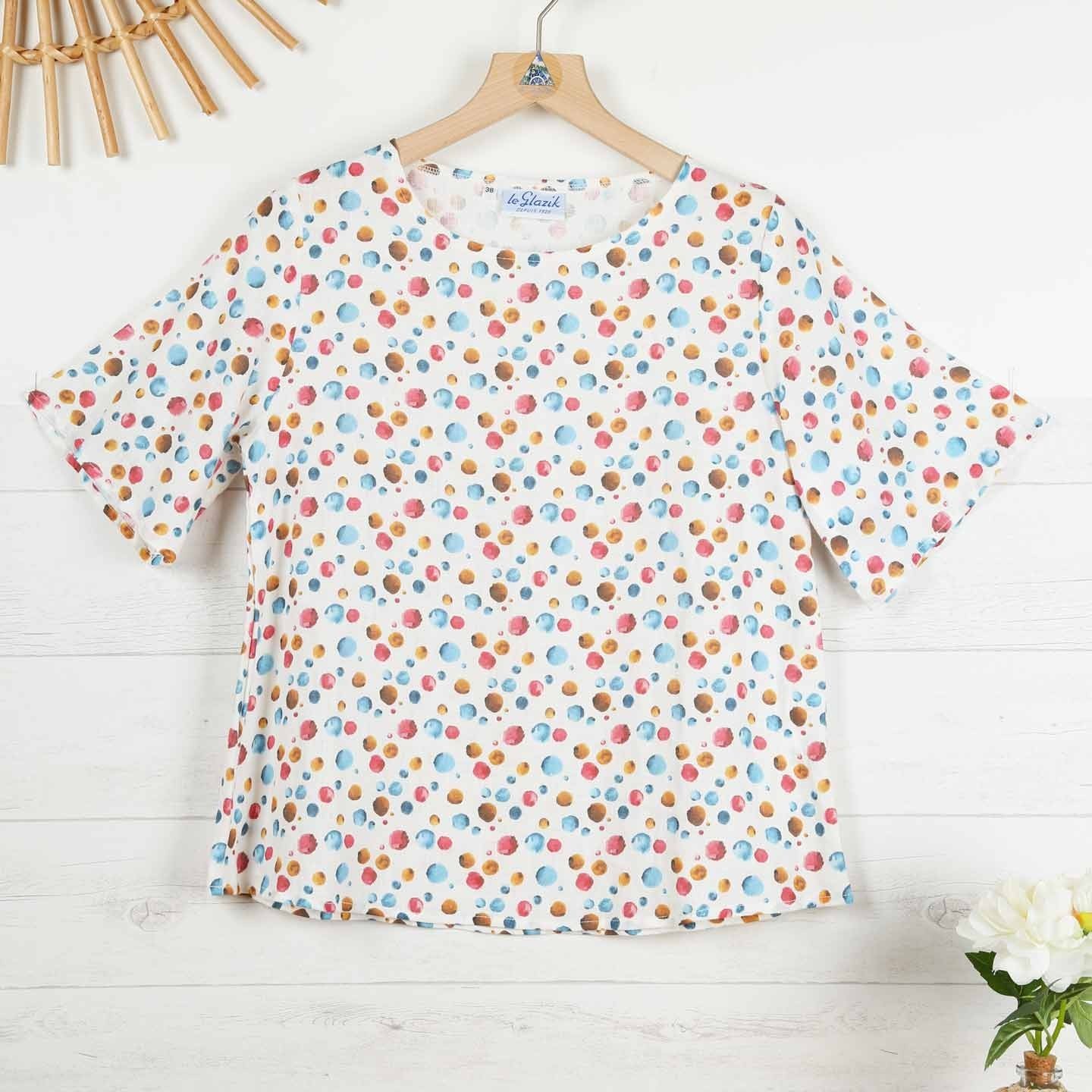 Marykate, blouse à pois 100% lin