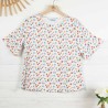 Marykate, short-sleeved Polka-dot blouse in 100% linen