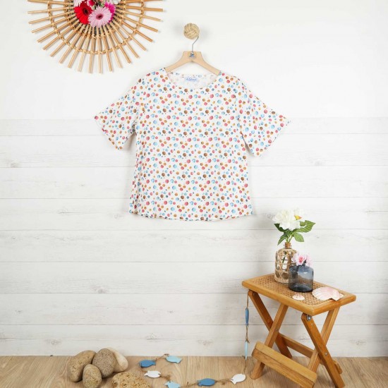 Marykate, blouse à pois 100% lin