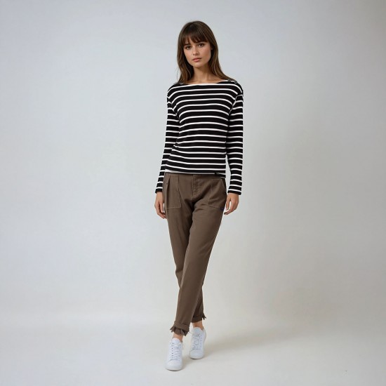 Turballe, brushed cotton boat neck sweater cacao rose