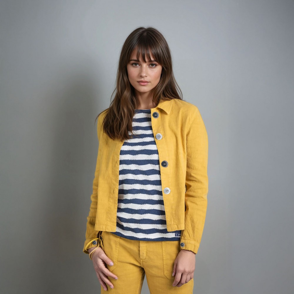 Faenza women jacket linen and cotton mais color Faenza women jacket linen and cotton mais color