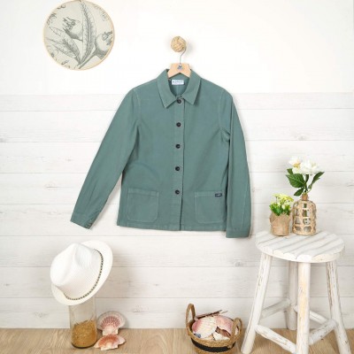 Flore, Jacket in stretch canvas romarin