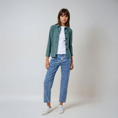 Flore, Jacket in stretch canvas romarin