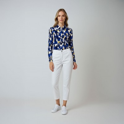 Poupe, Pantacourt coupe droite en toile stretch