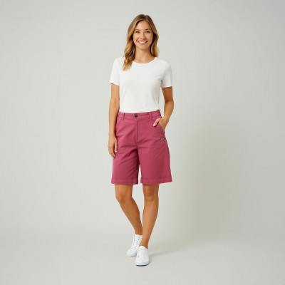 Barbara, Bermuda shorts with lapels in strecth canvas guimauve