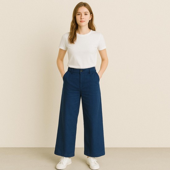 Péninsule, Wide-Legged Trousers in Cotton & Linen