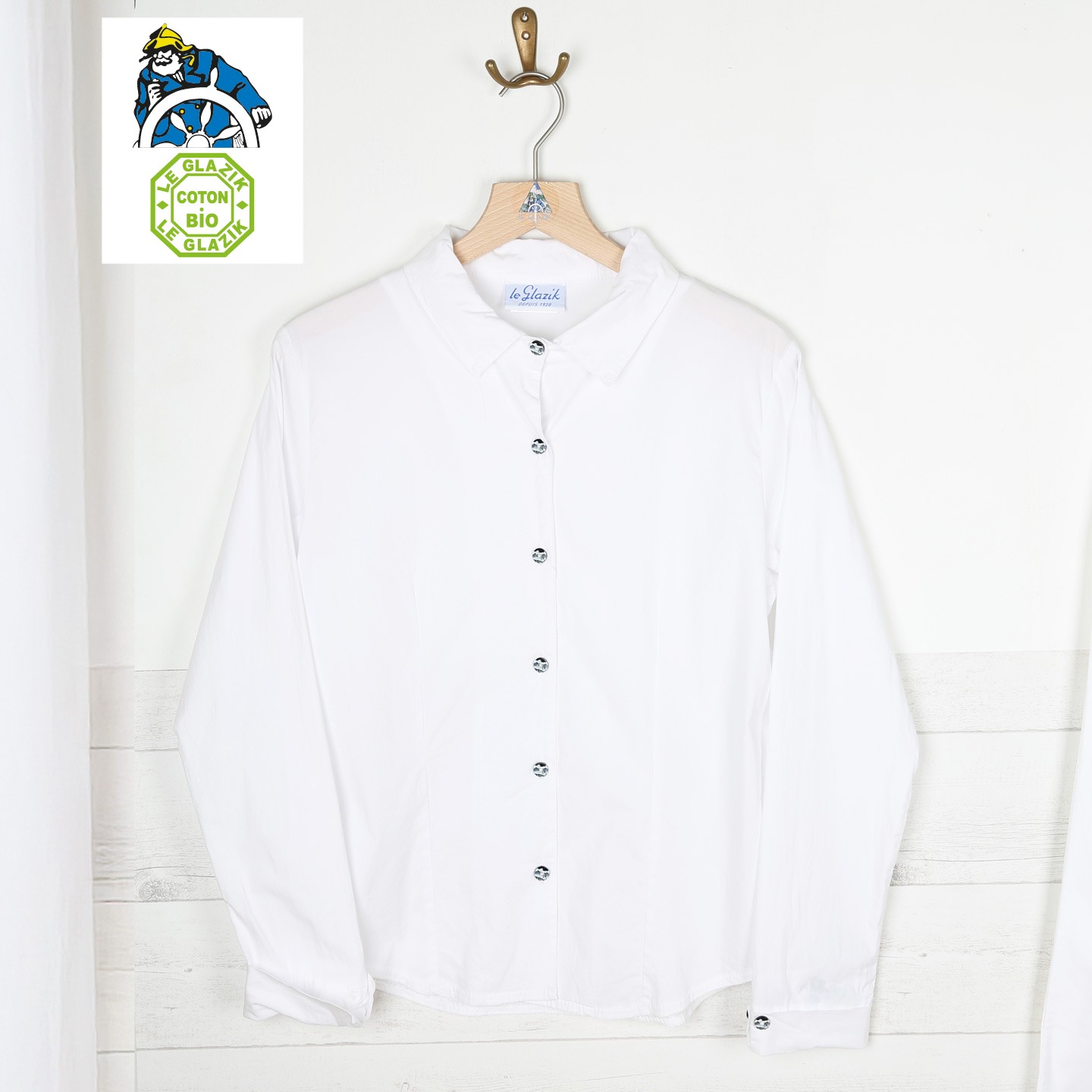 Médicis, Chemisier blanc en coton bio Médicis, Chemisier blanc en coton bio