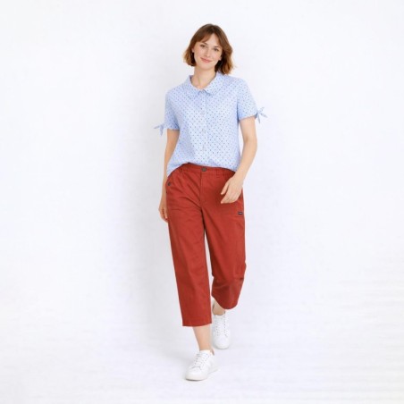 Malidor, chemisier fantaisie manches courtes en 100% coton