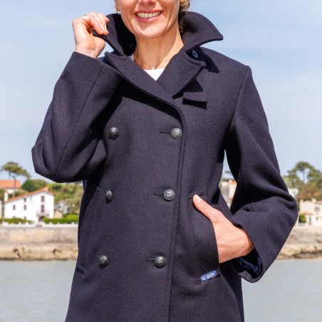 Fashion Women Marine Authentic Pea Coat LE Glazik Made In France in wool