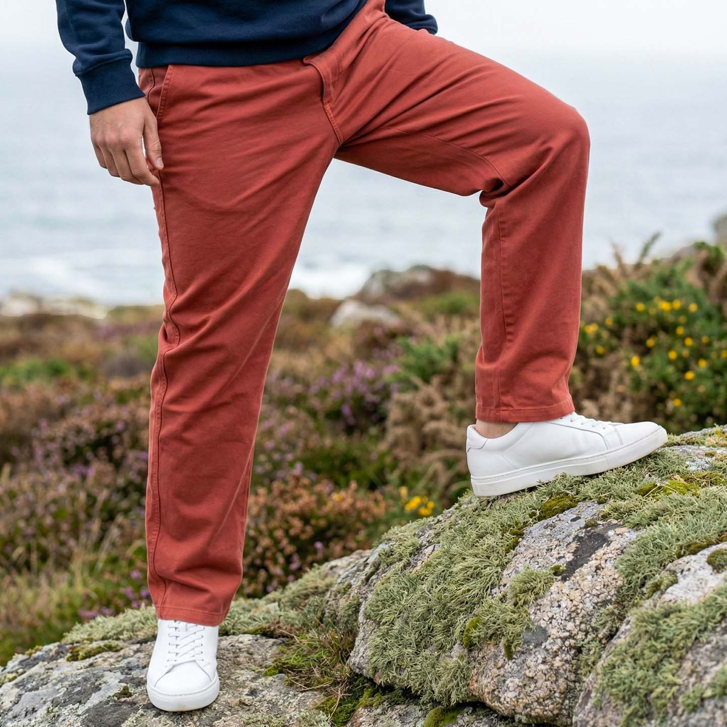 Pornichet, The Authentic Fisherman's Pants in Organic Canvas Le Glazik brique