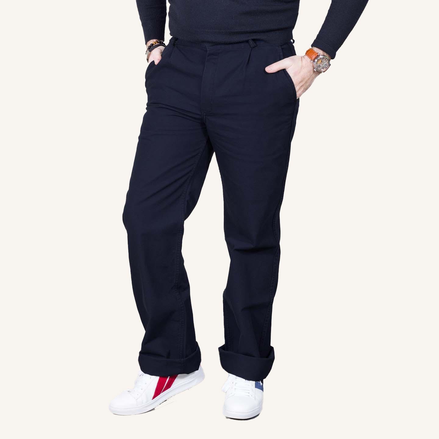 Pornic, Pantalon Homme coton bio coupe droite le glazik navy