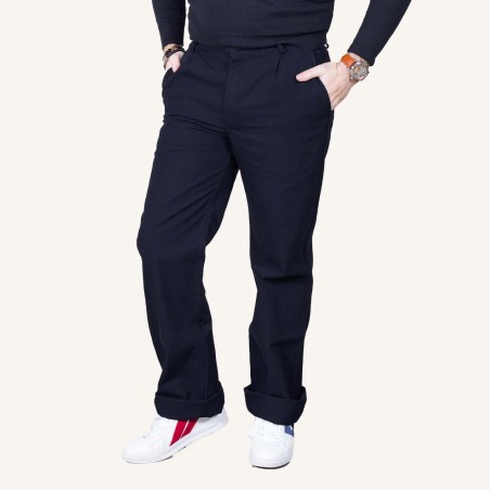 Pornic, Pantalon Homme coton bio coupe droite le glazik navy