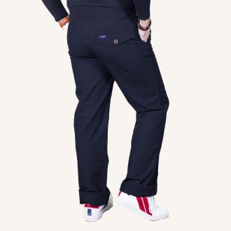 Pornic, Pantalon Homme coton bio coupe droite le glazik navy